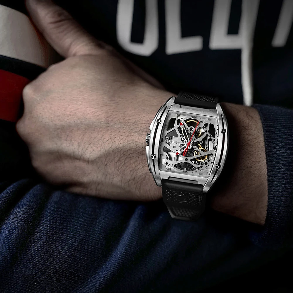 

Outdoor Tools Men Automatic Mechanical Analog Watch Hollow Stainless Steel Business Casual Wrist Watch Gift