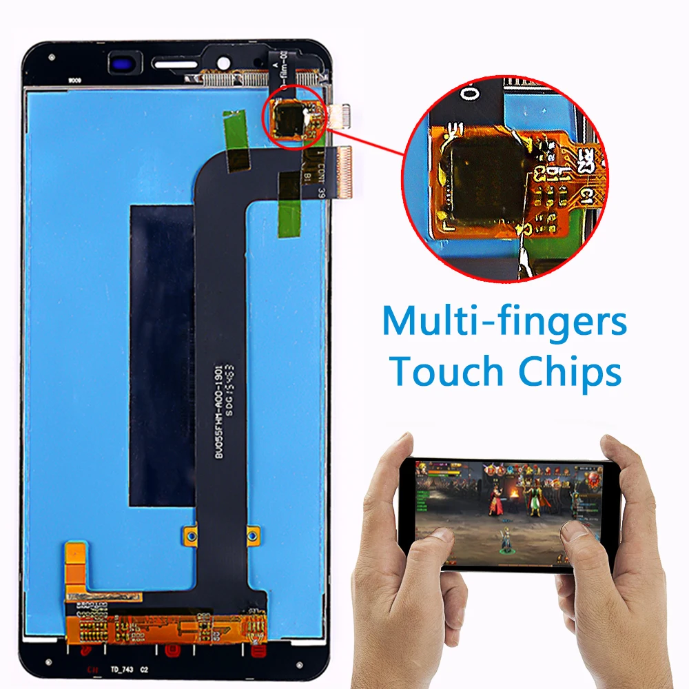 Для Xiaomi Redmi Note 2 5,5 дюймов ЖК-дисплей кодирующий преобразователь сенсорного экрана в сборе 1920*1080 рамка с бесплатным закаленным стеклом и инструментами