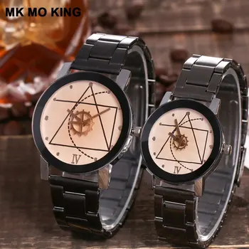 

Compass turntable gear steel belt men's watch women's stainless steel non-mechanical lady clock casual couple bracelet relogio