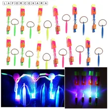 5pcs Amazing Large LED Light Slingshot Elastic Arrow Rocket Helicopter Flying Toy Party Fun Gift Outdoor Flashing Toy Childgift