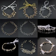 6 стилей, роскошный Кристальный жемчужный свадебный головной убор, свадебные повязки на голову для девочек, тиара на ленте, повязки на голову, шиньон, диадемы, аксессуары для волос