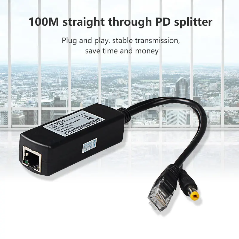 Cioswi 12V Waterproof POE Adapter Cable RJ45 Injector Splitter 48V to 12V Active Isolated POE Splitter IEEE802.3af/at