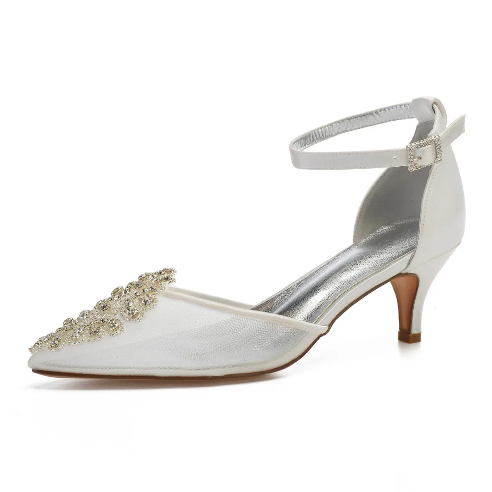 Ivory mesh wedding heels