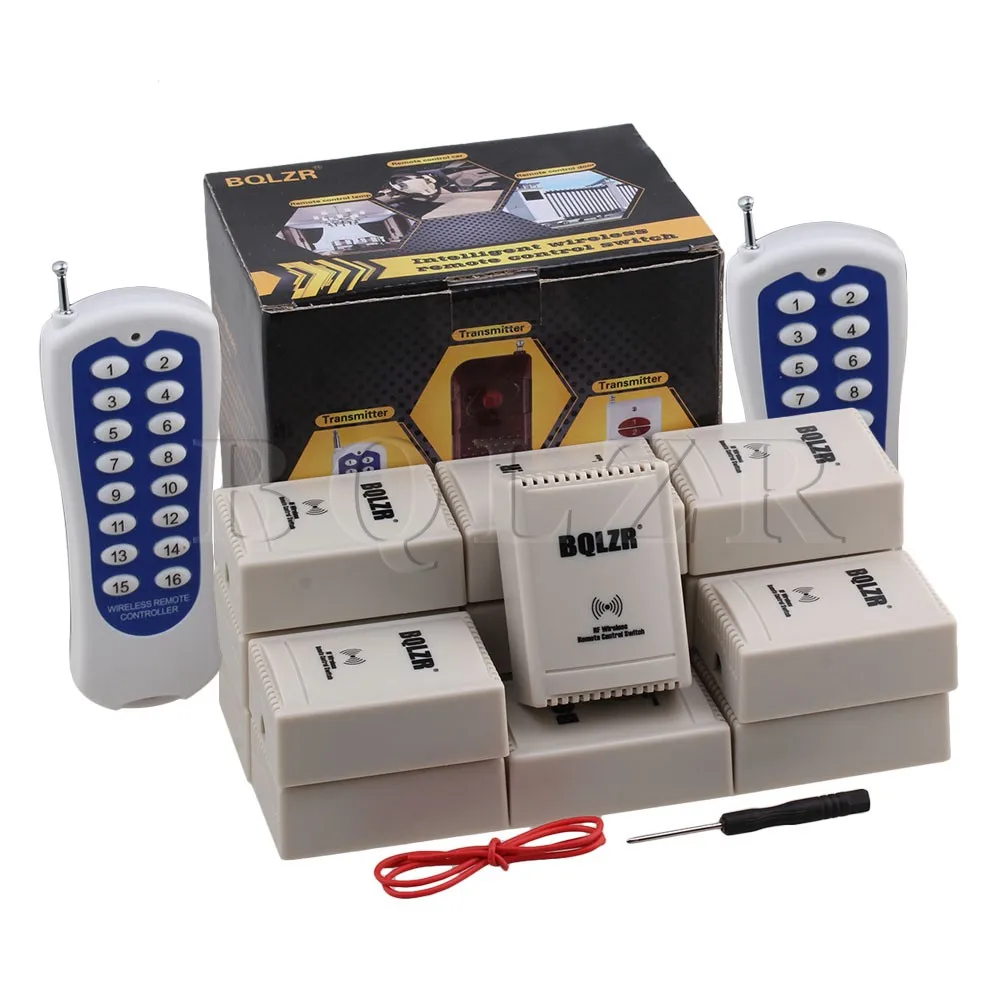 

220V BQLZR Remote Switch 16key 2 Transmitter 15 Receiver 433MHz 1CH for Light