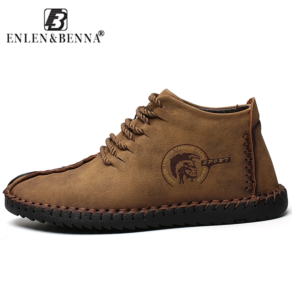 Goede 2018 Mode Schoenen Mannen Volledige Handtailor Vintage Sneakers Huarache Mocassins antislip Super Hot Flats Zwart Plus Maten 46