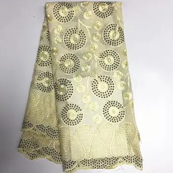 

African Cotton Voile Lace Fabric High Quality Nigerian Swiss Voile Lace With Stone Material African Swiss Dry Lace For Wedding