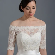 Горячая распродажа болеро для выпускного вечера свадебные платья half-рукава свадебные палантины алансон кружева вечер куртка J19
