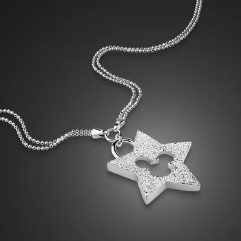 

Female 925 sterling silver necklace simple star pendant solid silver necklace ladies popular jewelry bead necklace Free shipping