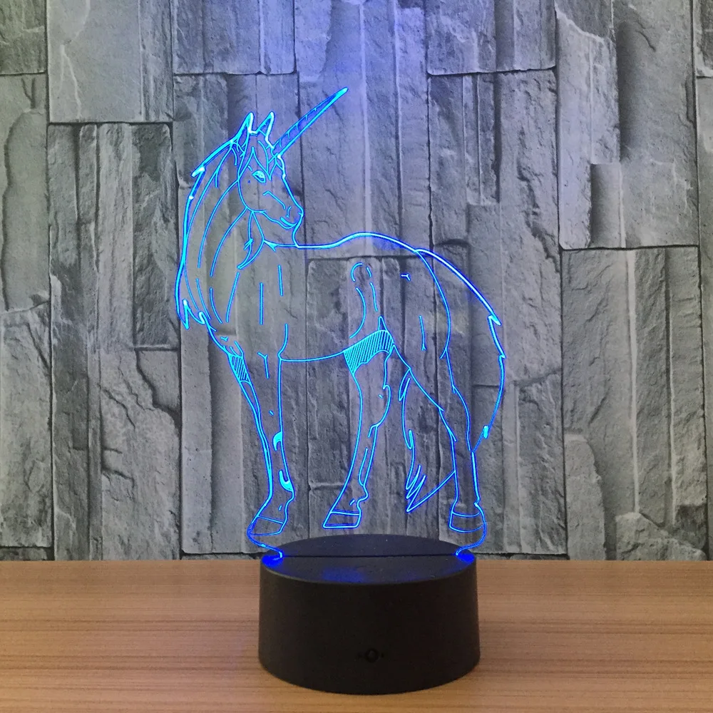  Unicorn 3d 7 Color Changing Night Light Licht Ligero Leger Kid Led Table Desk Lamp Lampe Lampa Lamp