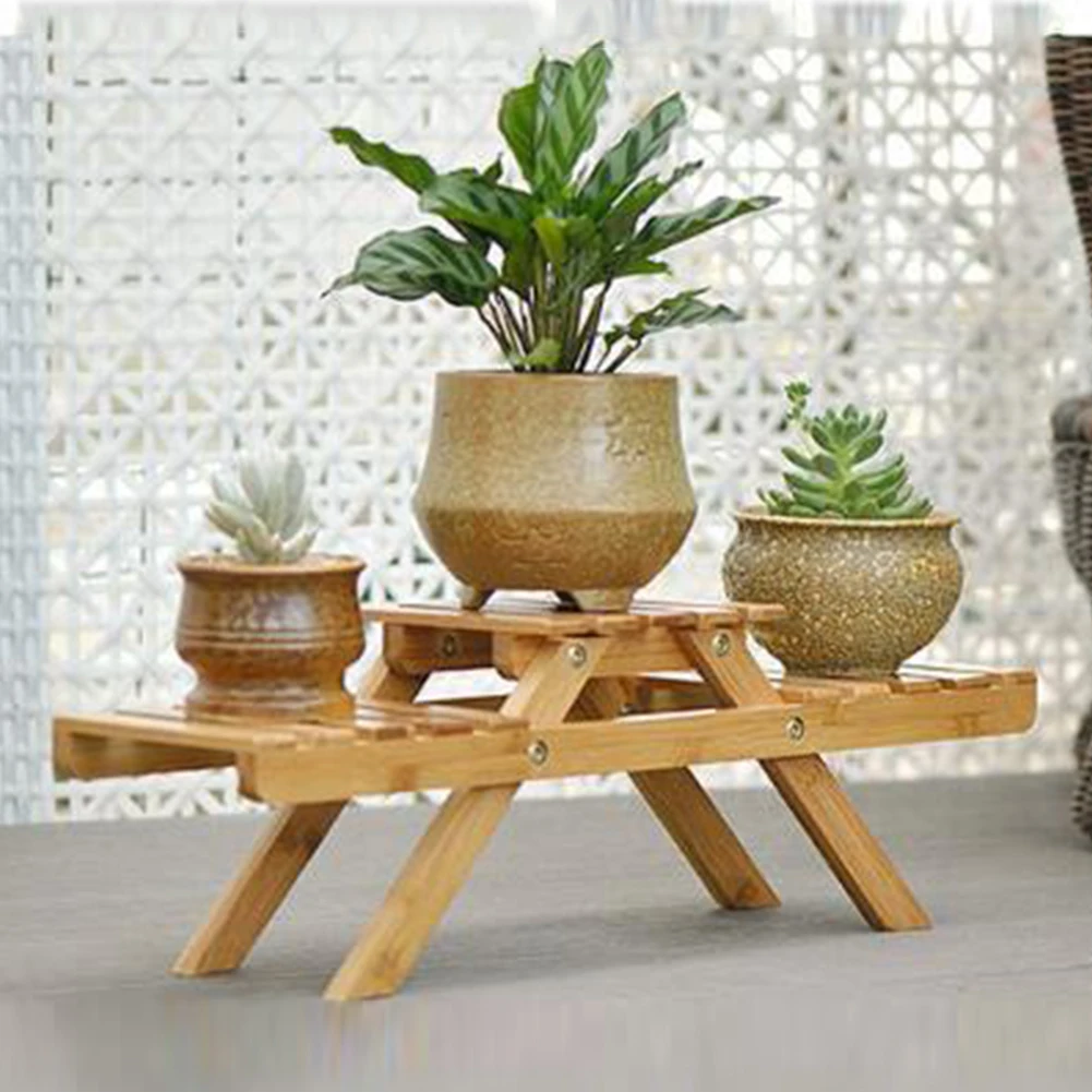 

Flower Shelf Indoor Planter Outdoor Bamboo Table Garden Home Decor Living Room Pot Rack Holder Plant Multilayer Display Stand