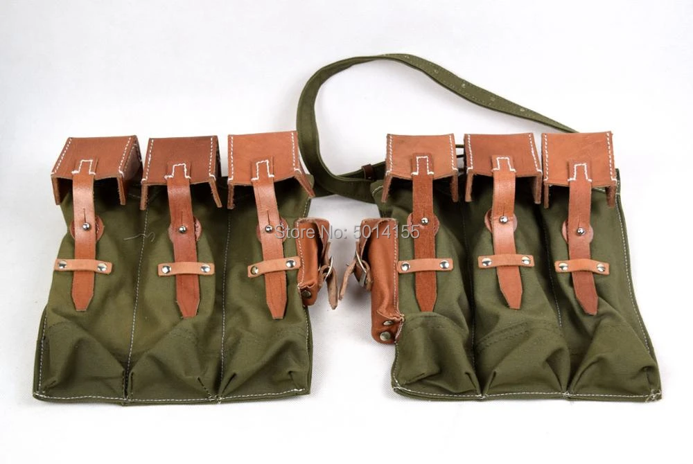 Replica Ww2 German Mp44 Stg 44 Ammo Mag Pouch Canvans&leather Green