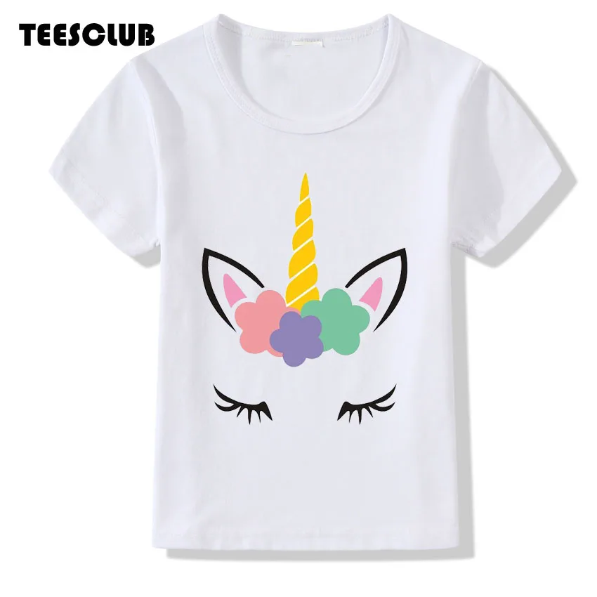 

Baby Girl Summer Clothing Unicorn Face Print Tshirt Short Sleeve Casual Kids Top Boys T shirt Cool O-neck Shirt Roupa Menina