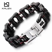 KALEN 16 мм Ширина массивная нержавеющая сталь велосипедная цепь браслет для мужчин тяжелый велосипед мотоцикл цепи браслеты панк рок ювелирные изделия