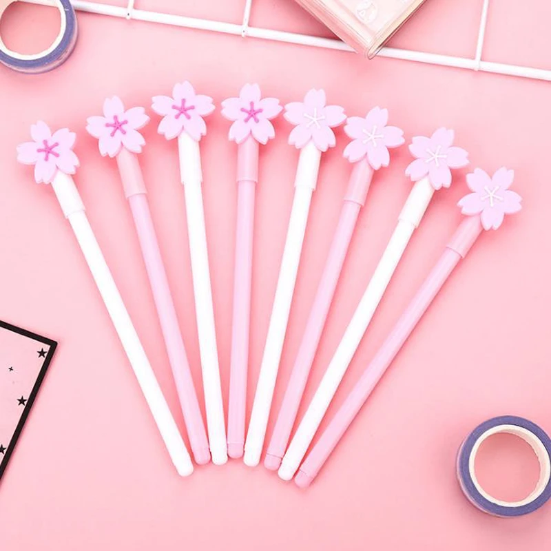 

4 Pcs/set Lovely 0.5mm Japanese Cherry Sakura Gel Pens Rollerball Pen School Office Supply Student Stationery Signing Pen Gifts