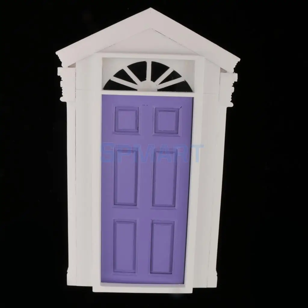 1:12 Scale Dollhouse Miniature Wooden Steepletop Door European-style Villa Gate Door Dolls House Accessories
