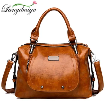 

Luxury Oil Wax Leather Big pocket Women Bags Sac a Main Purses Vintage Ladies Handbag 2019 Brand Designer Women Messenger Bags