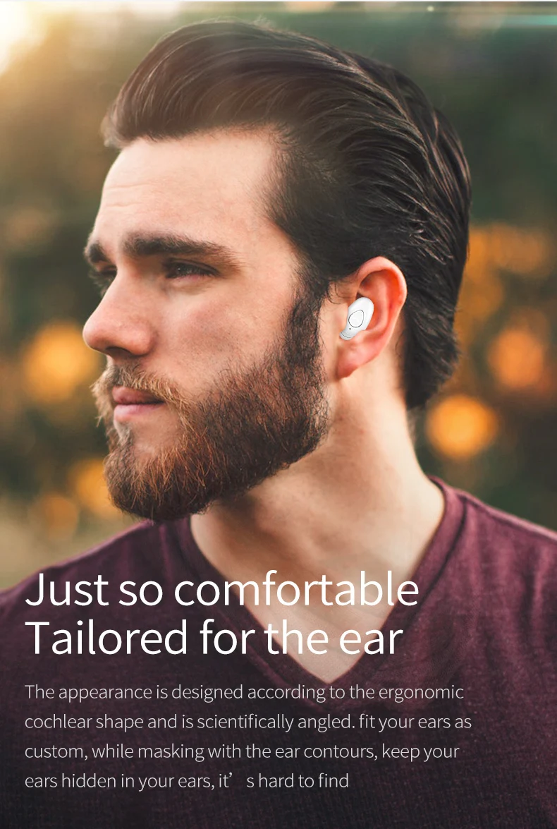 Waterproof Bluetooth Wireless Earphone Handsfree Single Mini Sport Headset 3D Bluetooth Stereo Earphones For PC Huawei Iphone X