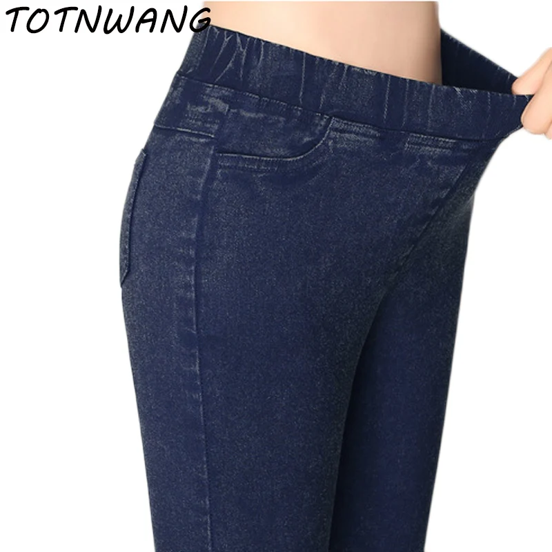 Plus Size Yards imitation Jeans Pants Women 2018 Winter Autumn Elastic ...