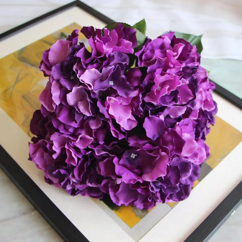 

5 Heads Hydrangea Artificial Flowers Bouquet Silk DIY Fake Flower For Wedding Party Home Decoration SLC88