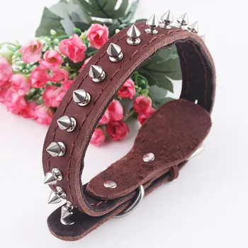

50Pcs/Lot Pet Supplies Wanda True Cowhide Single Row Barbed Nails Collars 2.5 / 3.0cm Pet Dog Collars