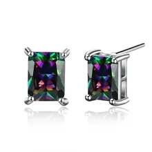 De color zircon Square Stud Pendientes Oro Blanco Plateado Moda Joyería de Las Mujeres Regalos de Boda de Calidad Superior Caliente Nueva E1095