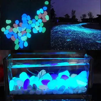 

HOT SALE! 10Pcs Color Luminous Glowing Artificial Stone Aquarium Fish Tank Bonsai Garden Decor Glow In The Dark Pebbles Stones