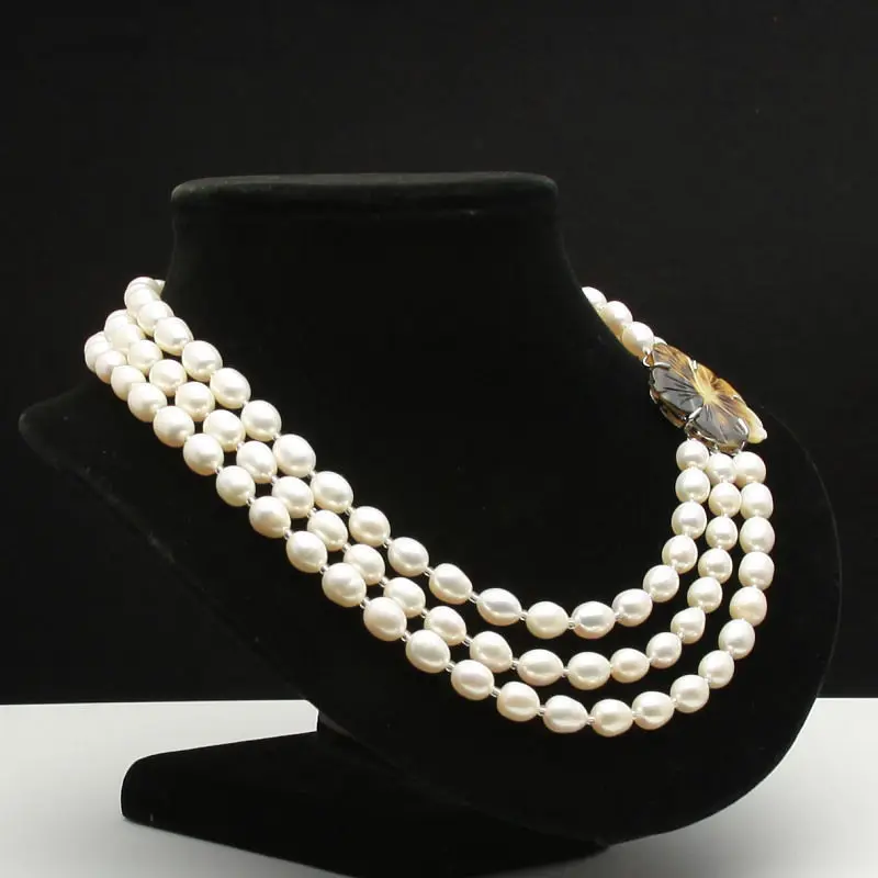 

Free shipping >>>>>8-9mm purple white polychrom oval cultured pearl necklace