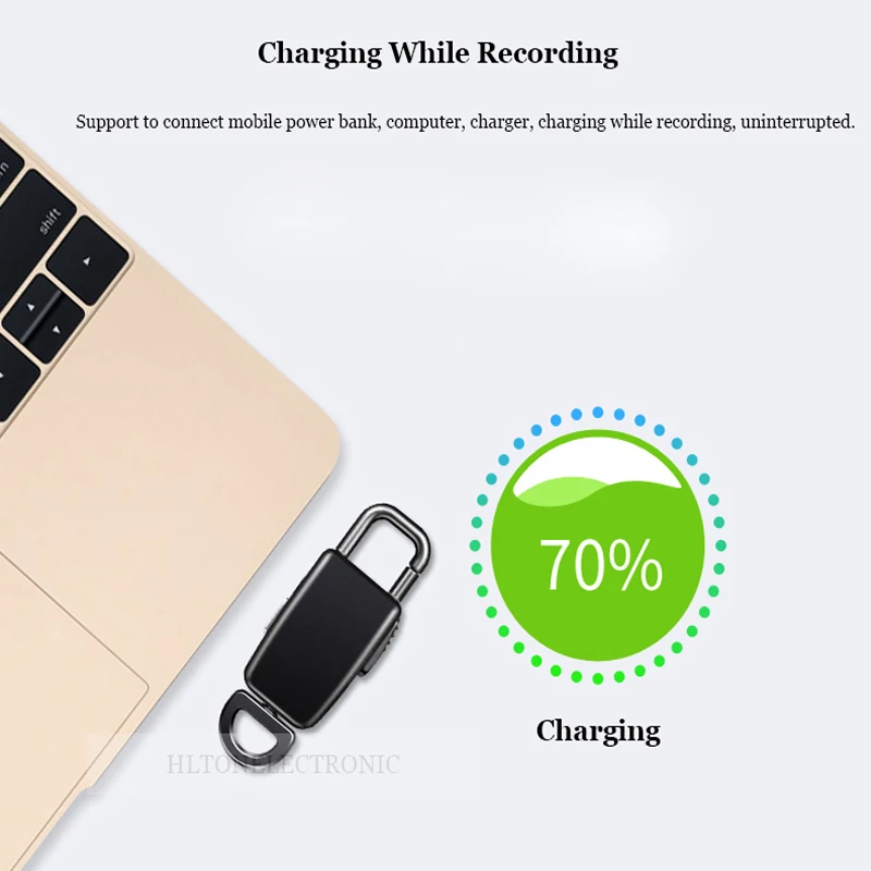 HLTON Портативный 8 Гб мини брелок цифровой Аудио Диктофон HD диктофон USB Flash без
