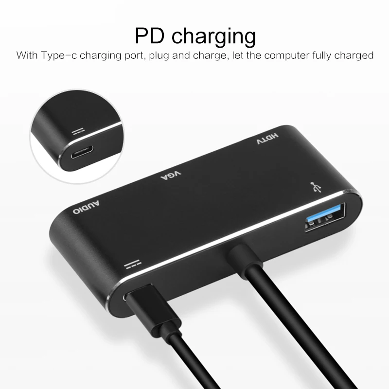 HDTV OTG кабель для USB C на HDMI VGA 3 5 мм адаптер Тип 4K цифро аналоговые аудио и видео ПК