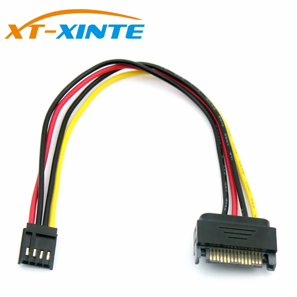 XT-XINTE قرص مرن 4Pin إلى SATA الذكور الطاقة مهائي كابلات SATA 15PIN إلى 4Pin الطاقة كابل 18AWG سلك موصل للكمبيوتر