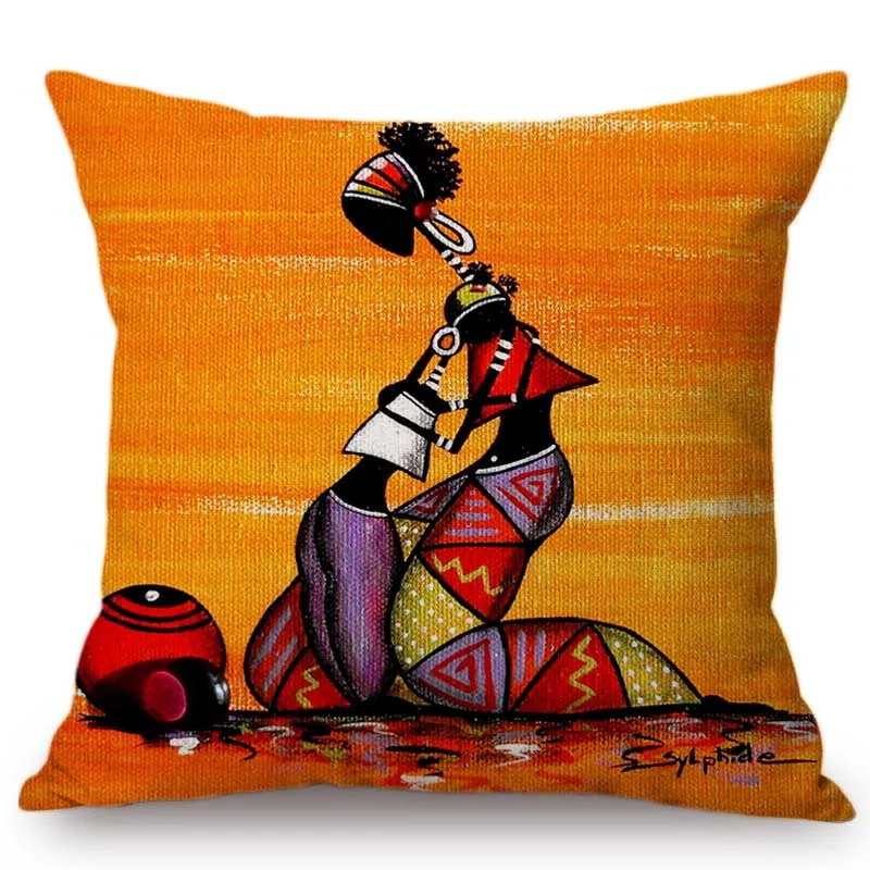 Абстрактное искусство, картина маслом, африканская Женская жизнь, стиль, галерея, декоративная наволочка для подушки, Автомобильная подушка, льняная наволочка для дивана, 45x45
