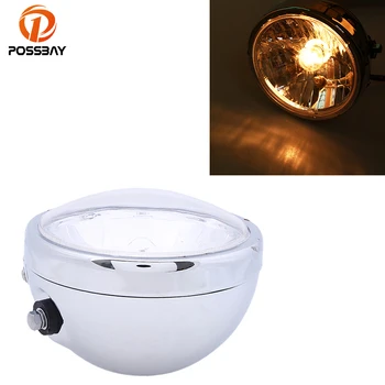 

POSSBAY 6.8" Aluminum Motorcycle Headlights Hi/Lo Beam Amber Front Light Head Lights Blinkers For Honda hornet Suzuki Harley