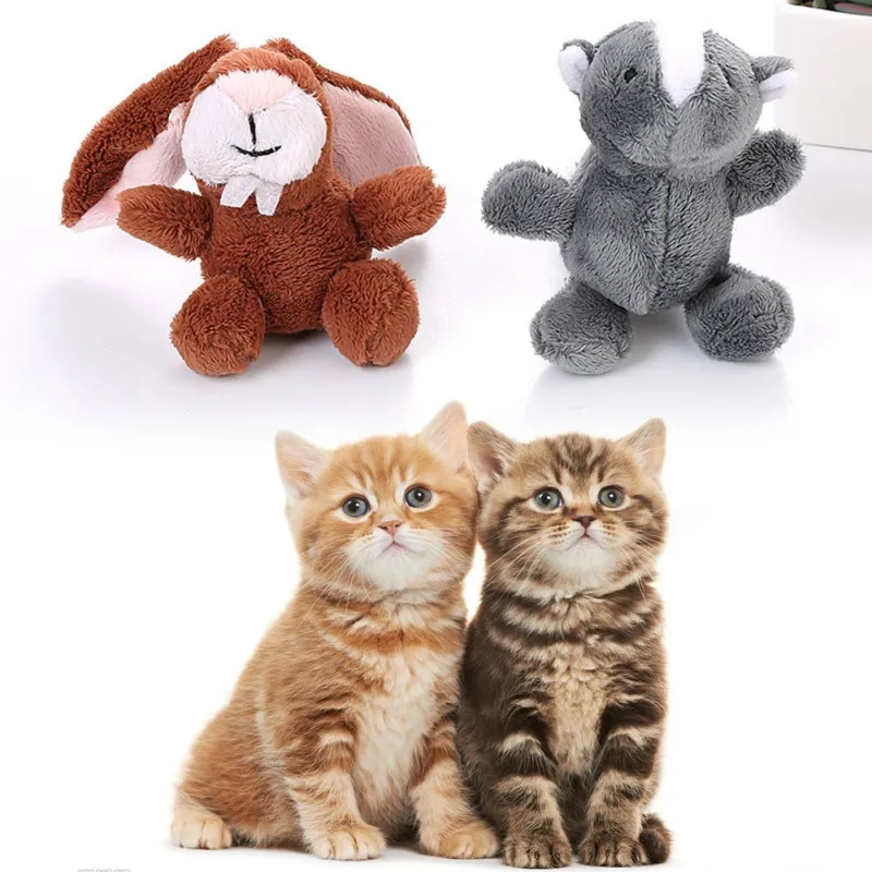 

Pet Kitten Plush Catnip Rabbit Squirrel Shape Toy Realistic Animal Modeling Cat Kitten Playing Toy Pet Cat Supplies