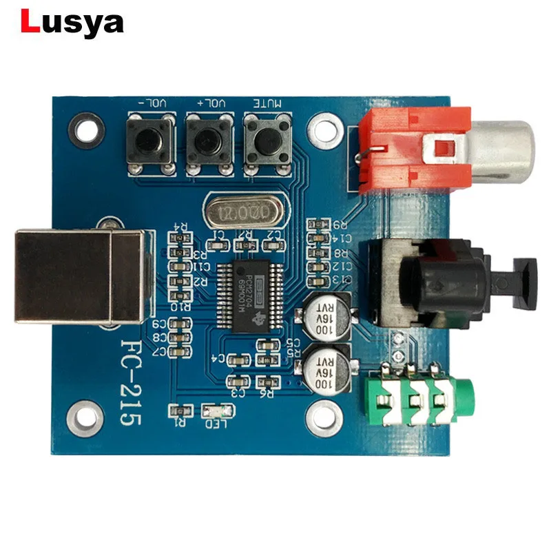 

PCM2704 Audio DAC USB to S/PDIF Sound Card hifi DAC Decoder Board 3.5mm Analog Coaxial Optical Fiber Output A1-010