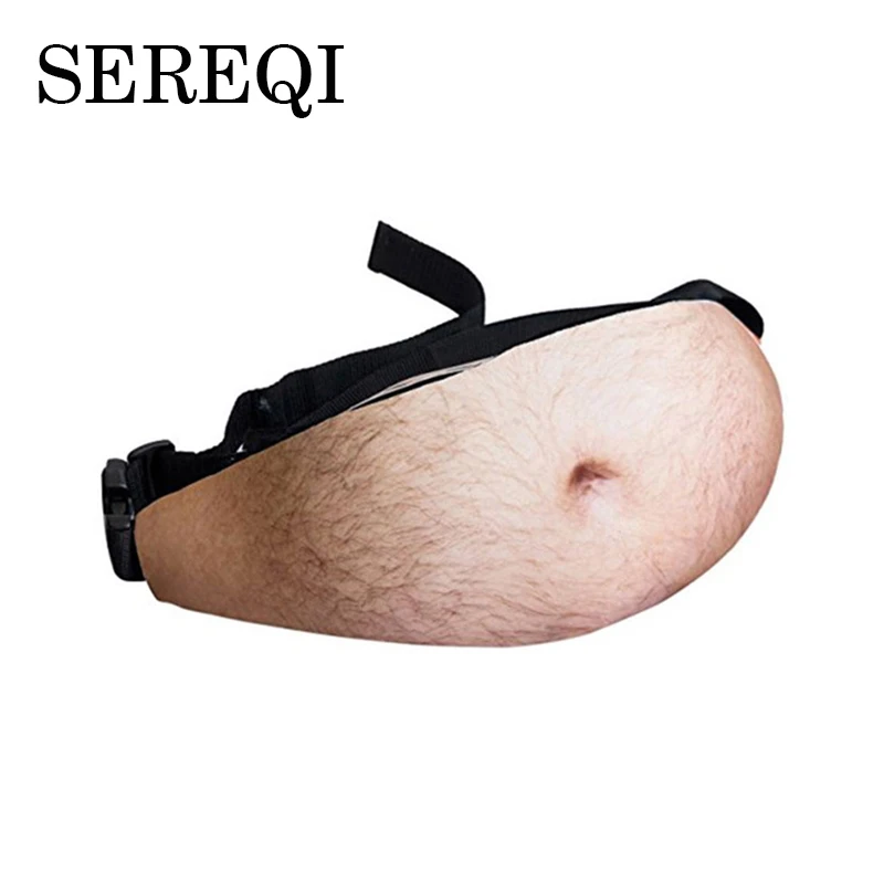 

SEREQI 3D woman Belly Pockets Belt Bag PU Novelty Men Beer Belly Waist Bag Travel Phone Anti-theft Organizer Waist Package