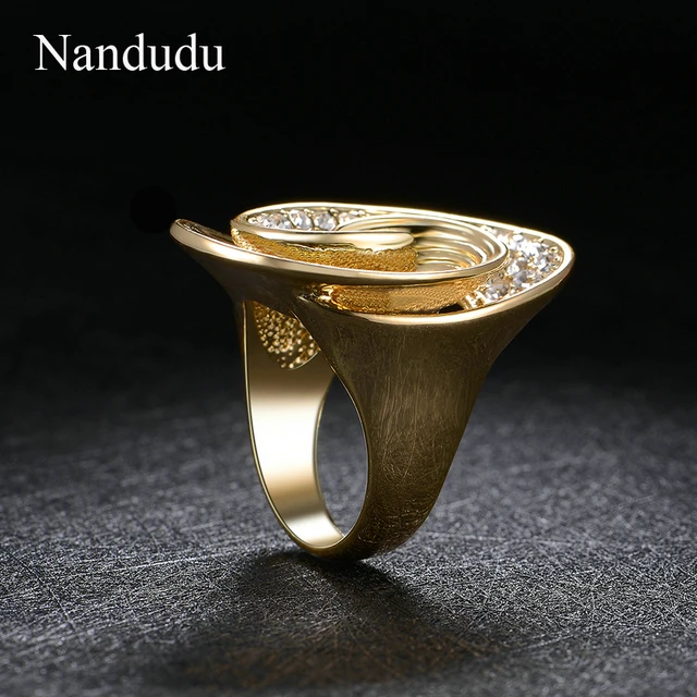 Nandudu New Oval Wave Style Ring Fashion Austrian Crystal Inside Women Girl Cocktail Rings Jewelry Gift R1210