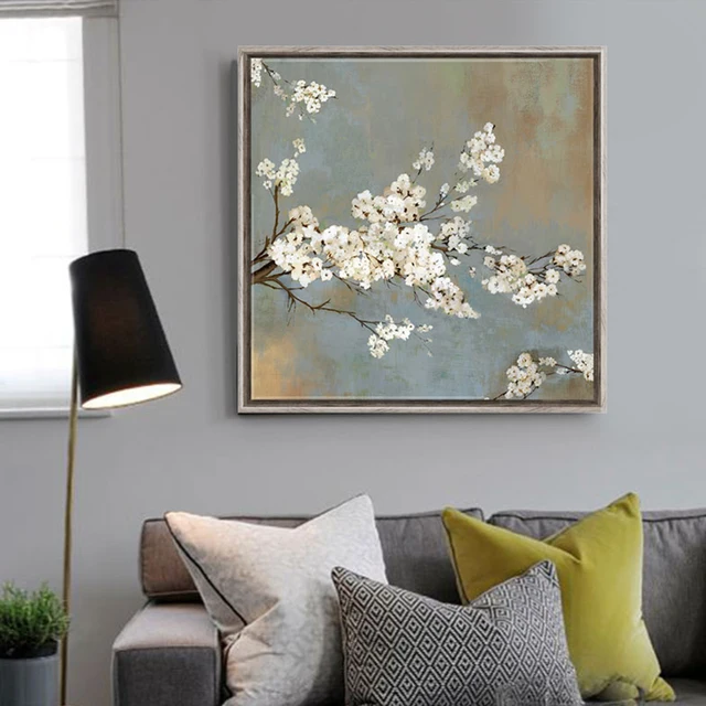 Bianco ciliegio fiori pittura stampe su tela home decor soggiorno ... Bianco ciliegio fiori pittura stampe su tela home decor soggiorno ...