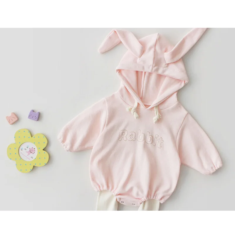 Детская одежда для новорожденных малышей, комбинезоны с вышивкой в виде кролика и медведя, новые модные милые весенние осенние брюки-ромперы с длинными рукавами для маленьких девочек