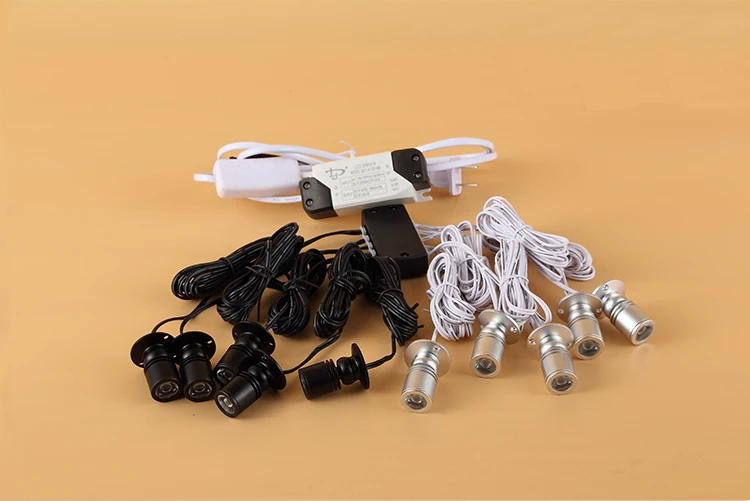 1W exposed LED mini spotlight AC220V for counter jewellery showcase cabinet light series circuit (17)