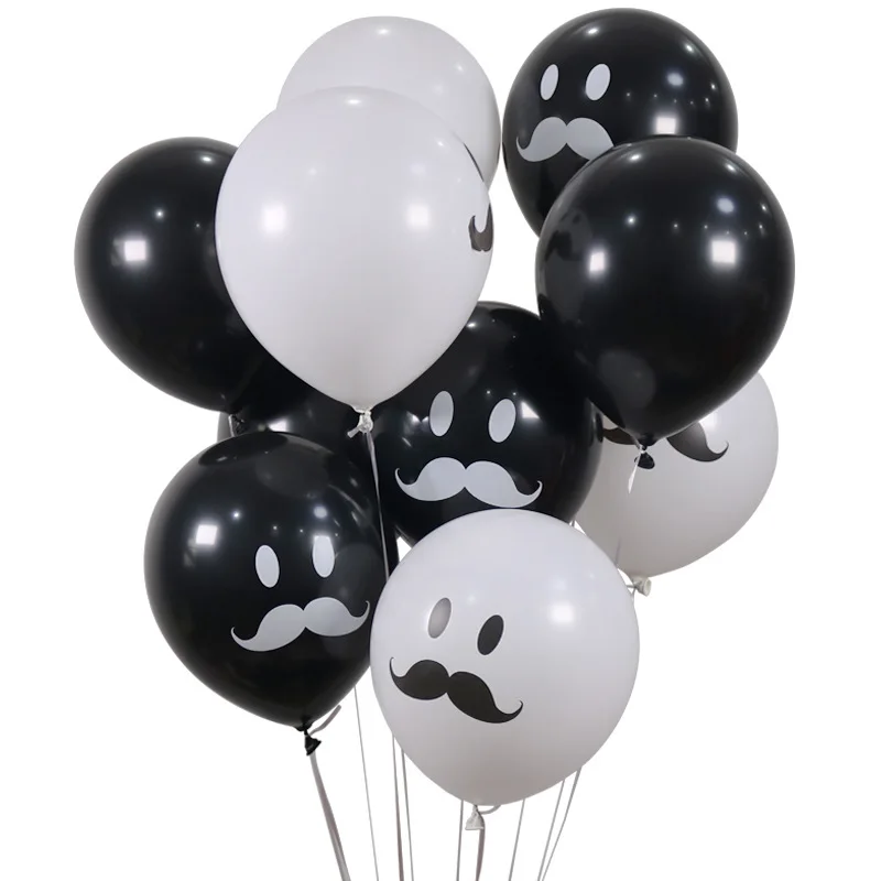

10pcs/lot 12 Inch Latex Balloons Black White Moustache Ballons Decoration Babyshower Fathers Day Party Decor Bachelor party Gift