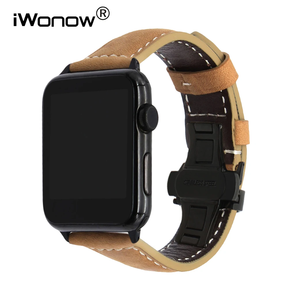 Italy Genuine Calf Leather Watchband for 38mm 40mm 42mm 44mm iWatch Apple Watch Series 1 2 3 4 Vintage Strap Wrist Band Brown