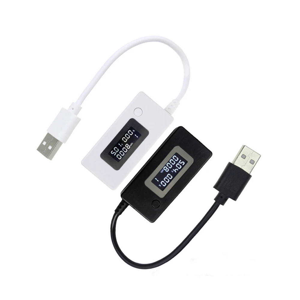 

USB Tester Current Voltmeter Detector White Tail LCD Monitor Monitors Mobile Power Capacity