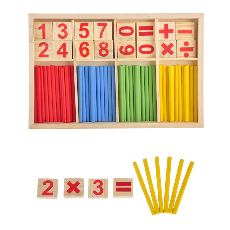 

Baby Colorful Wooden Math Toys Counting Sticks Education Building Mathematical Children Kid Gift Intelligence Blocks Montessori