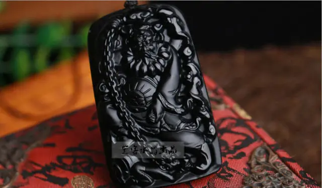 

Elaborate Chinese Collection Obsidian "Zhong Kui" Auspicious Necklace Pendant