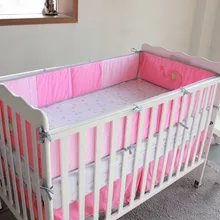 Промо-акция! 7 шт. Вышитые Розовые кроватки детские постельные принадлежности комплект кроватки бампер хлопок, включает в себя(бампер+ пододеяльник+ кровать юбка