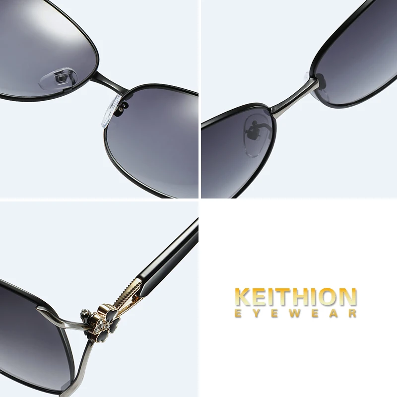 HEITHION Fashion Polarized Sunglasses Women Brand Designer Sun Glasses Oversized Shades Lens Ladies Metal Eyeglasses UV400
