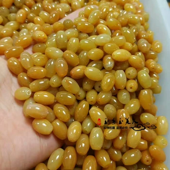 

100pcs Pure natural Huanglong A cargo road road pass rice beads Natural long beads gobi Topaz Kim You barrel bead Scattered bead
