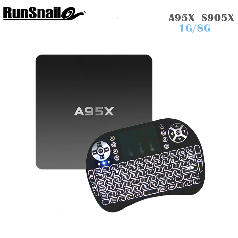 

A95X Amlogic S905 Quad core 1G/8G Android TV Box + backlight Mini Wireless Gaming Keyboard Media Player Smart Mini Set Top Boxes