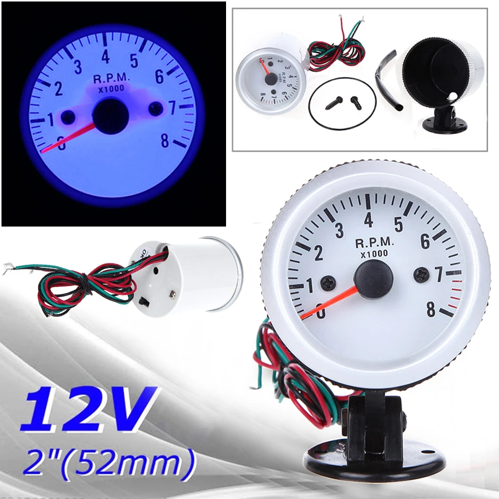 

For 4*6*8 Cylinder Tachometer Car Motor Gauge Tacho Meter Gasoline 12V DC Blue