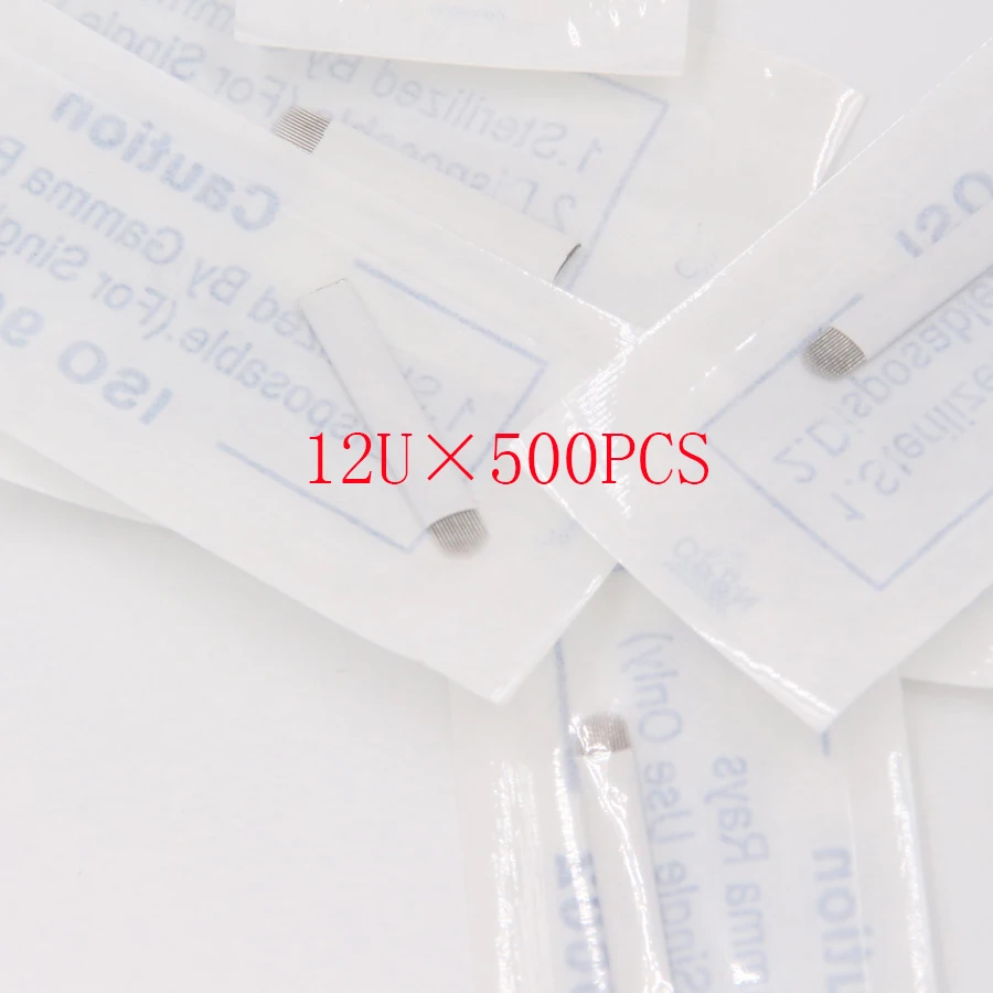 

500 PCS 12 Pin U Shape Tattoo Needles Permanent Makeup Eyebrow Embroidery Blade For 3D Microblading Manual Tattoo Pen